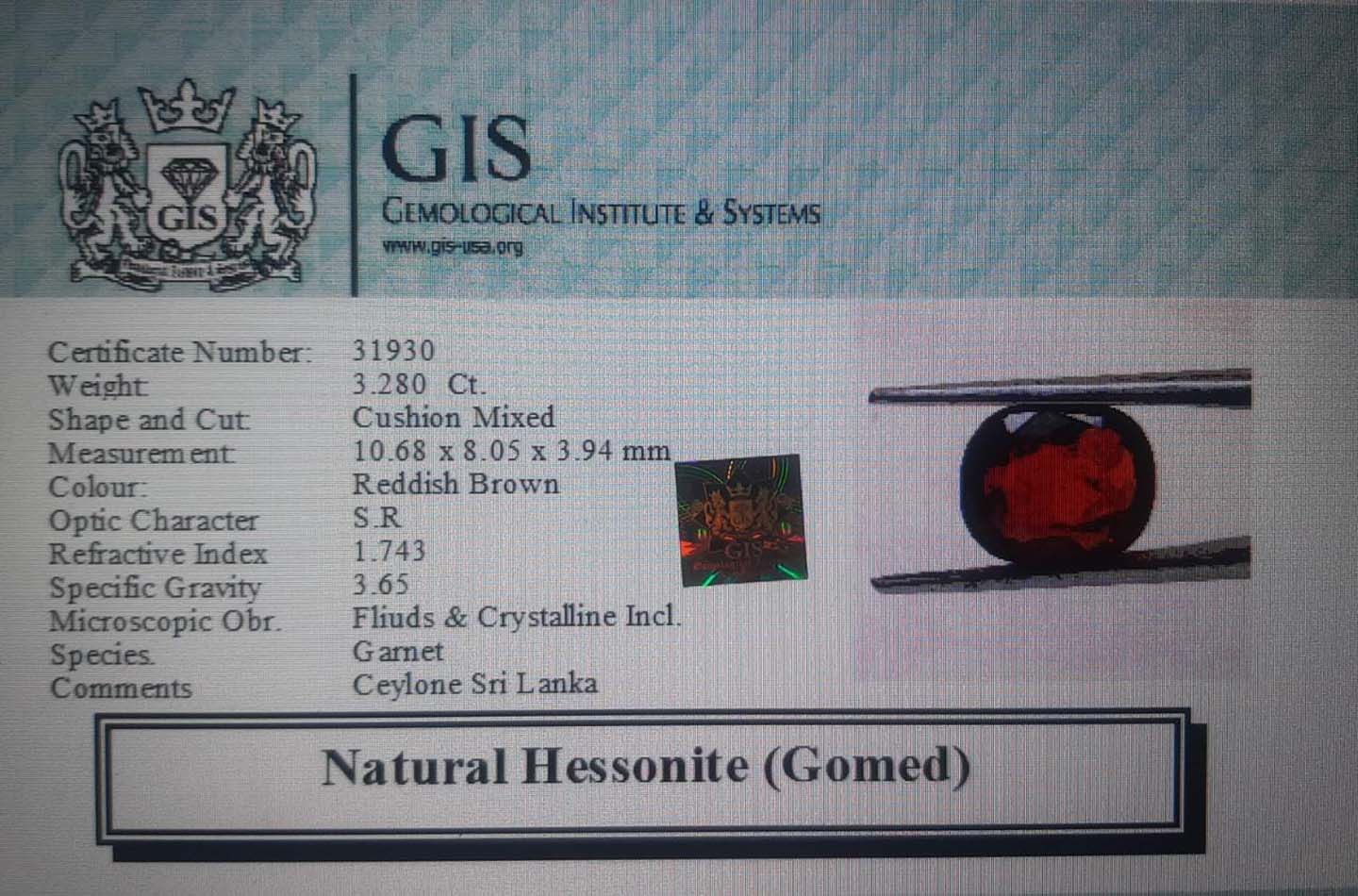 Hessonite (Gomed) 3.28 Ct.