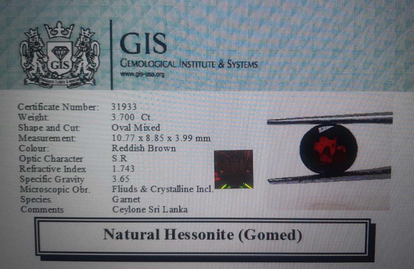 Hessonite (Gomed) 3.7 Ct. 5 GMD4322 4 Hessonite (Gomed) 3.7 Ct.