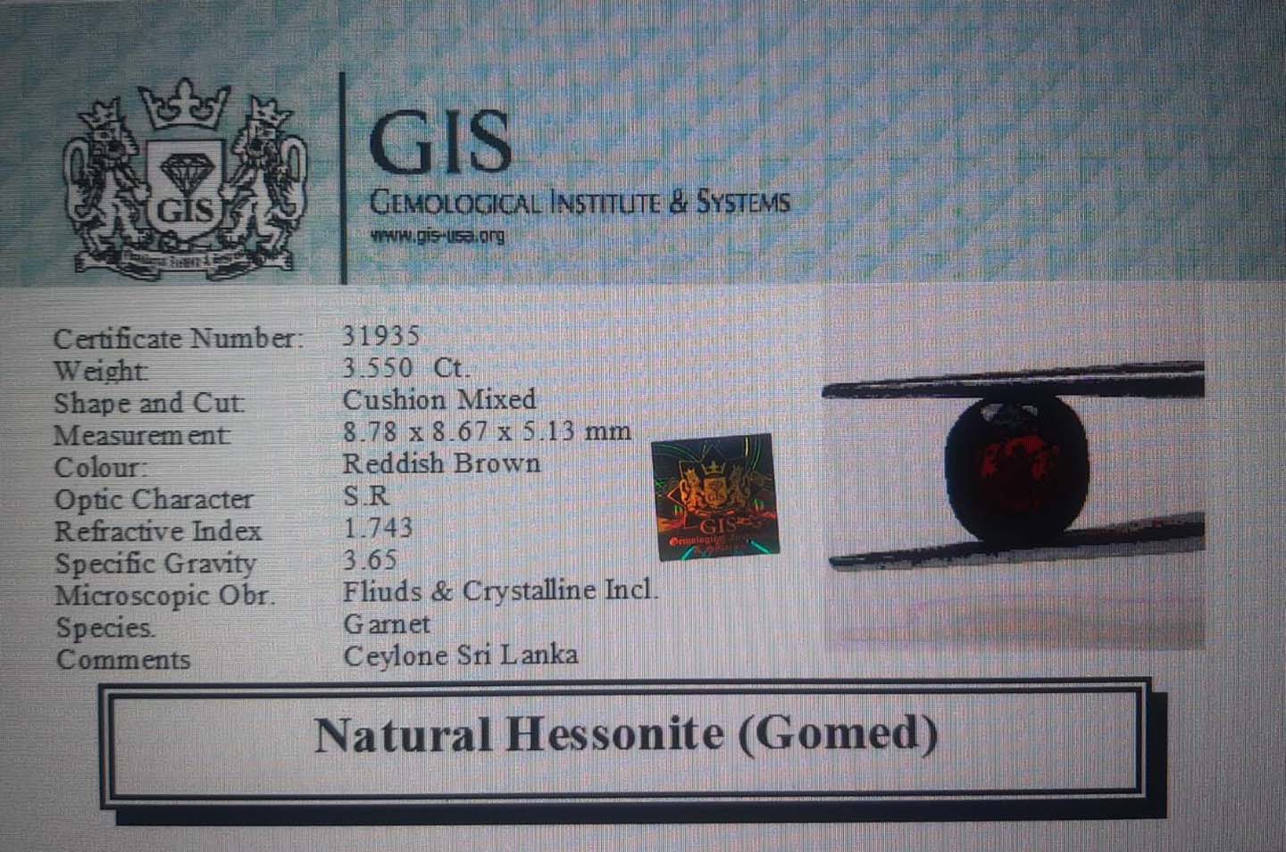 GMD4324 4 Hessonite (Gomed) 3.55 Ct.