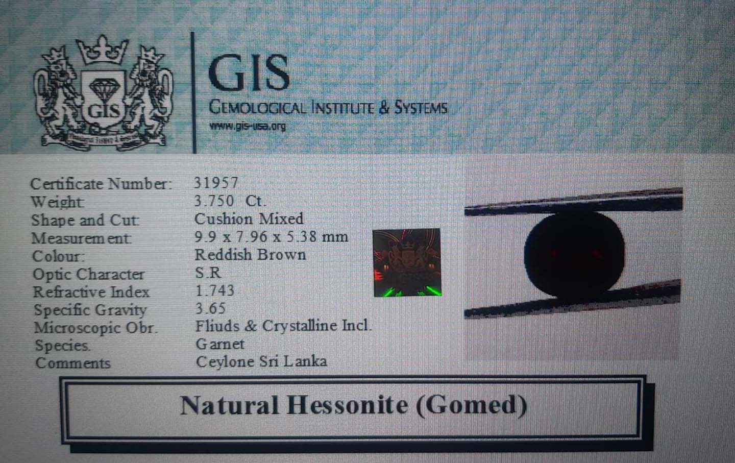 GMD4346 4 Hessonite (Gomed) 3.75 Ct.