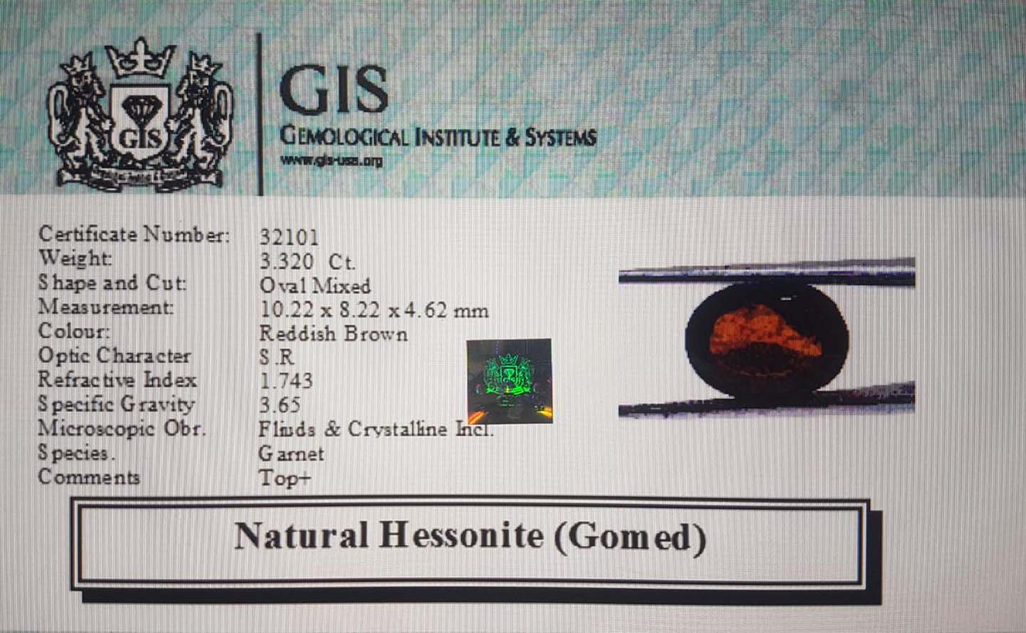Hessonite (Gomed) 3.32 Ct.