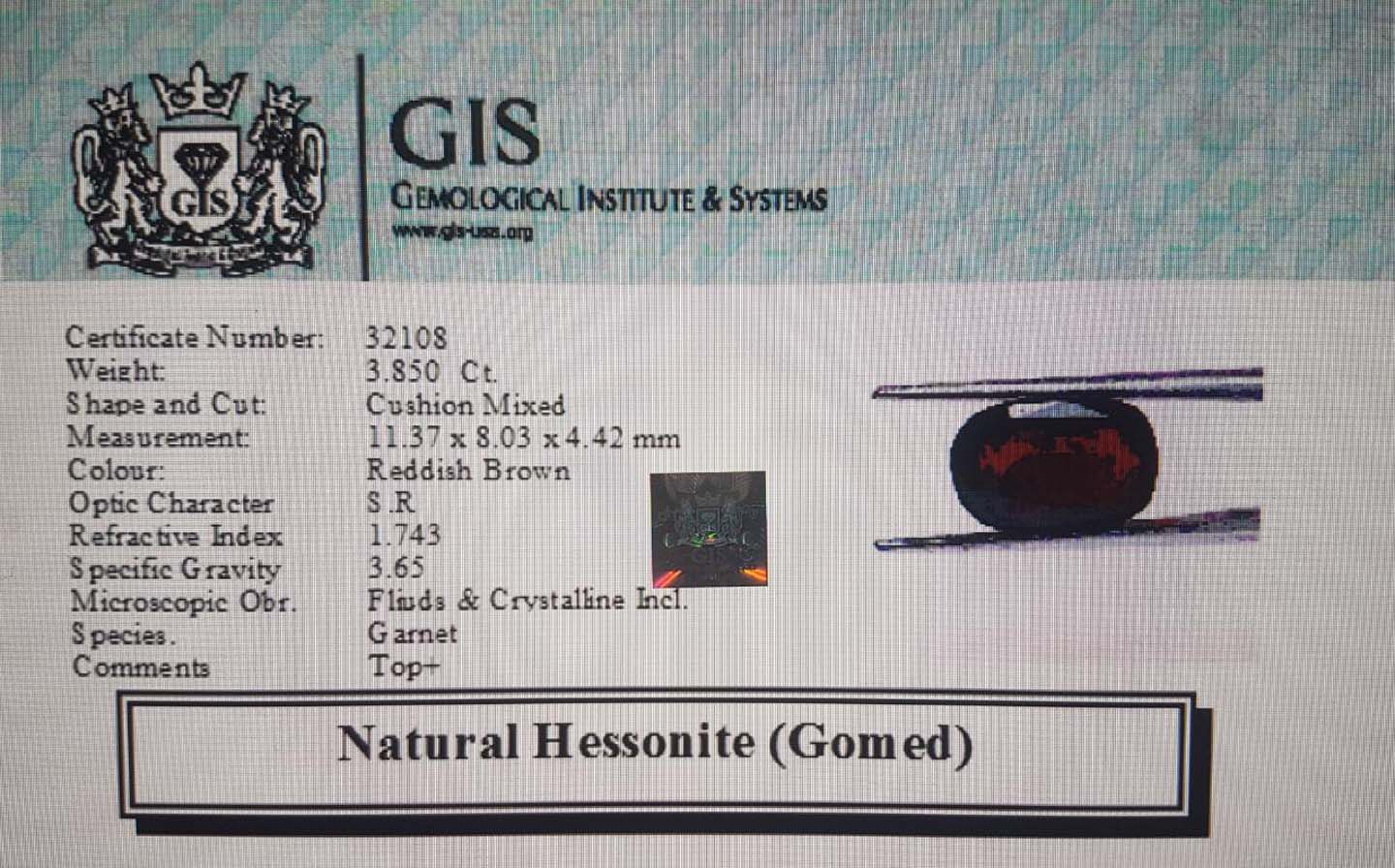 Hessonite (Gomed) 3.85 Ct.