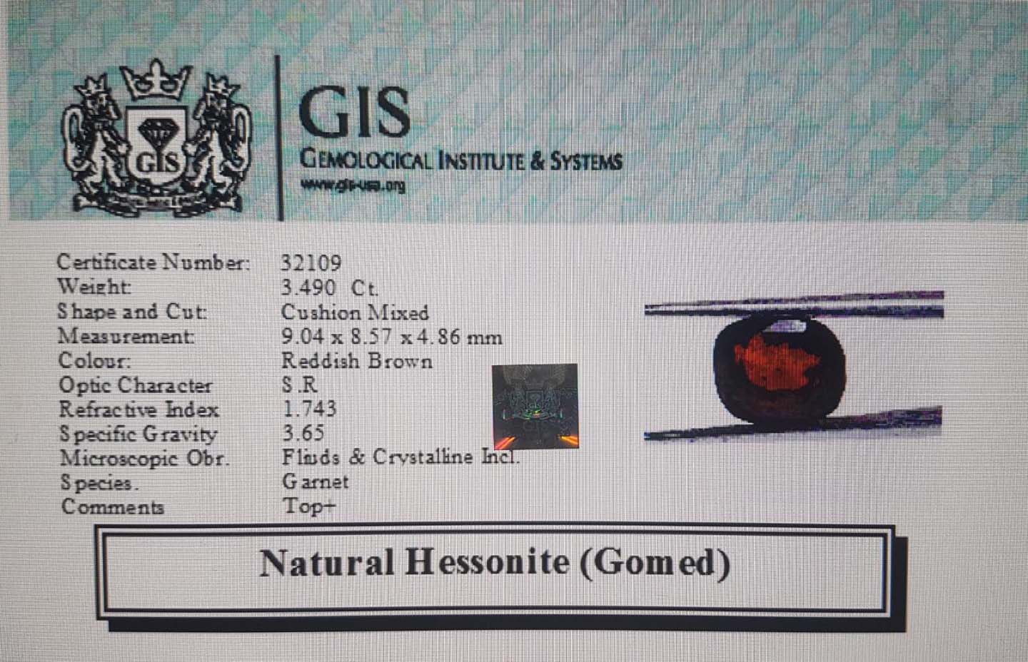 Hessonite (Gomed) 3.49 Ct.
