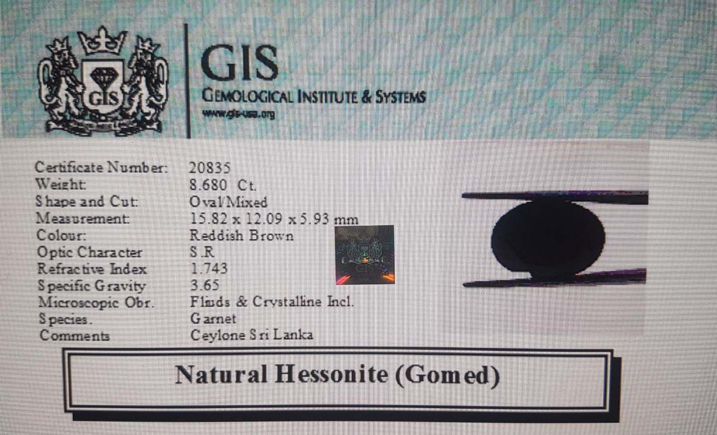 Hessonite (Gomed) 8.68 Ct.