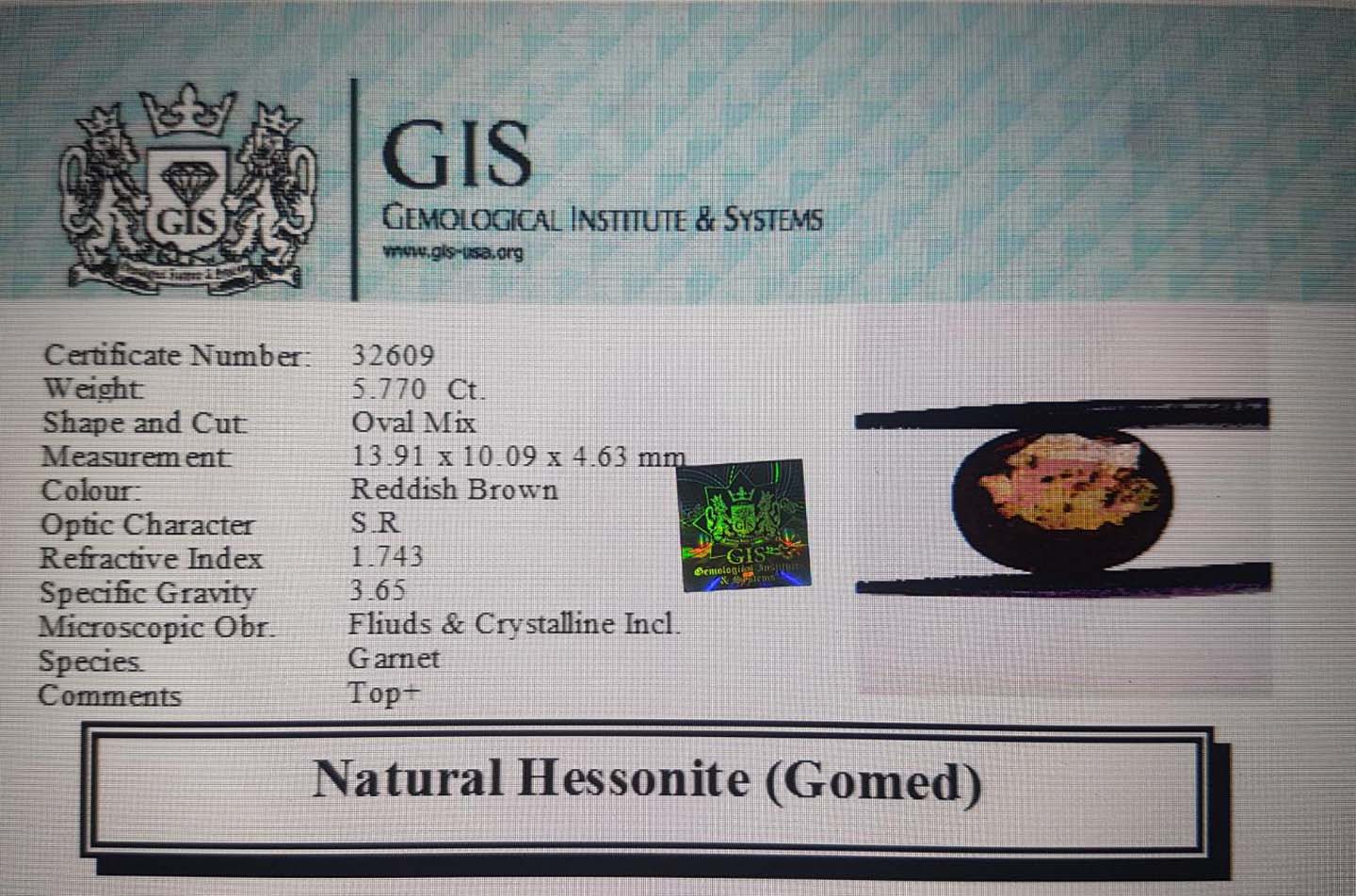 GMD4408 4 Hessonite (Gomed) 5.77 Ct.