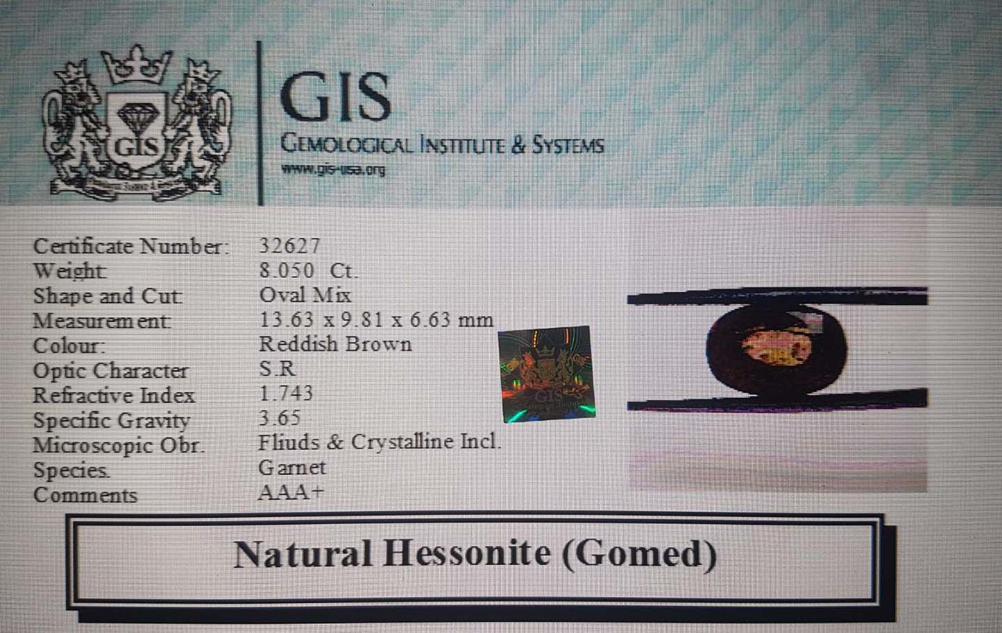 GMD4426 4 Hessonite (Gomed) 8.05 Ct.