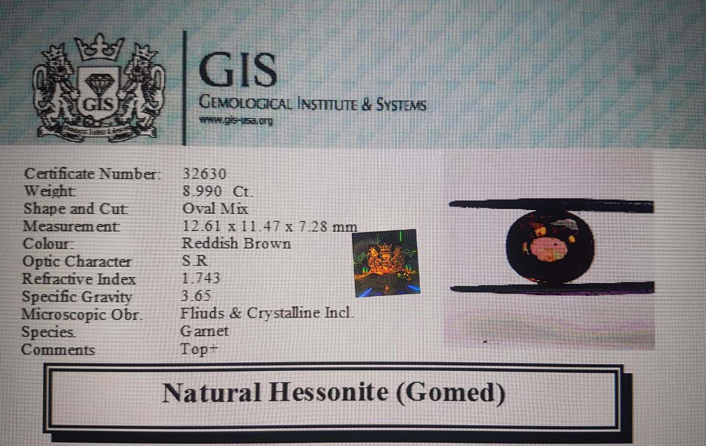 GMD4429 4 Hessonite (Gomed) 8.99 Ct.