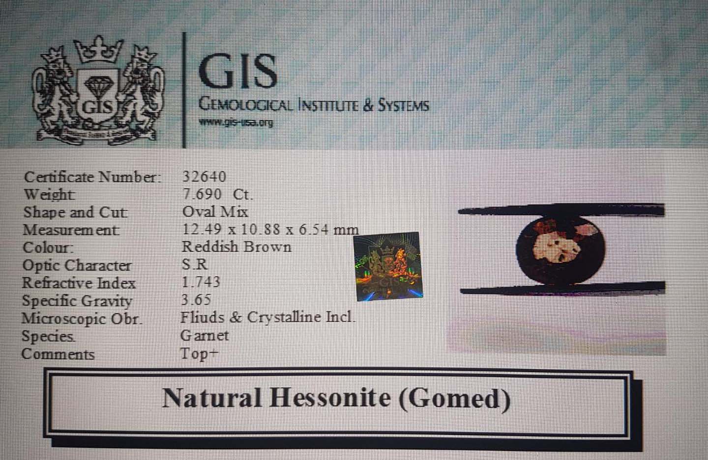 Hessonite (Gomed) 7.69 Ct. 5 GMD4439 4 Hessonite (Gomed) 7.69 Ct.