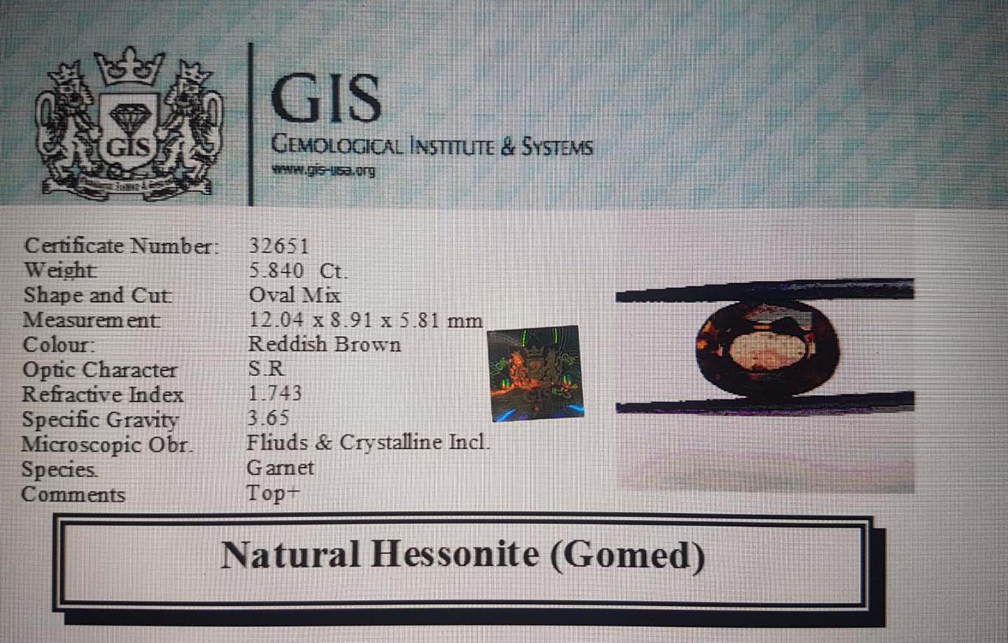 GMD4450 4 Hessonite (Gomed) 5.84 Ct.