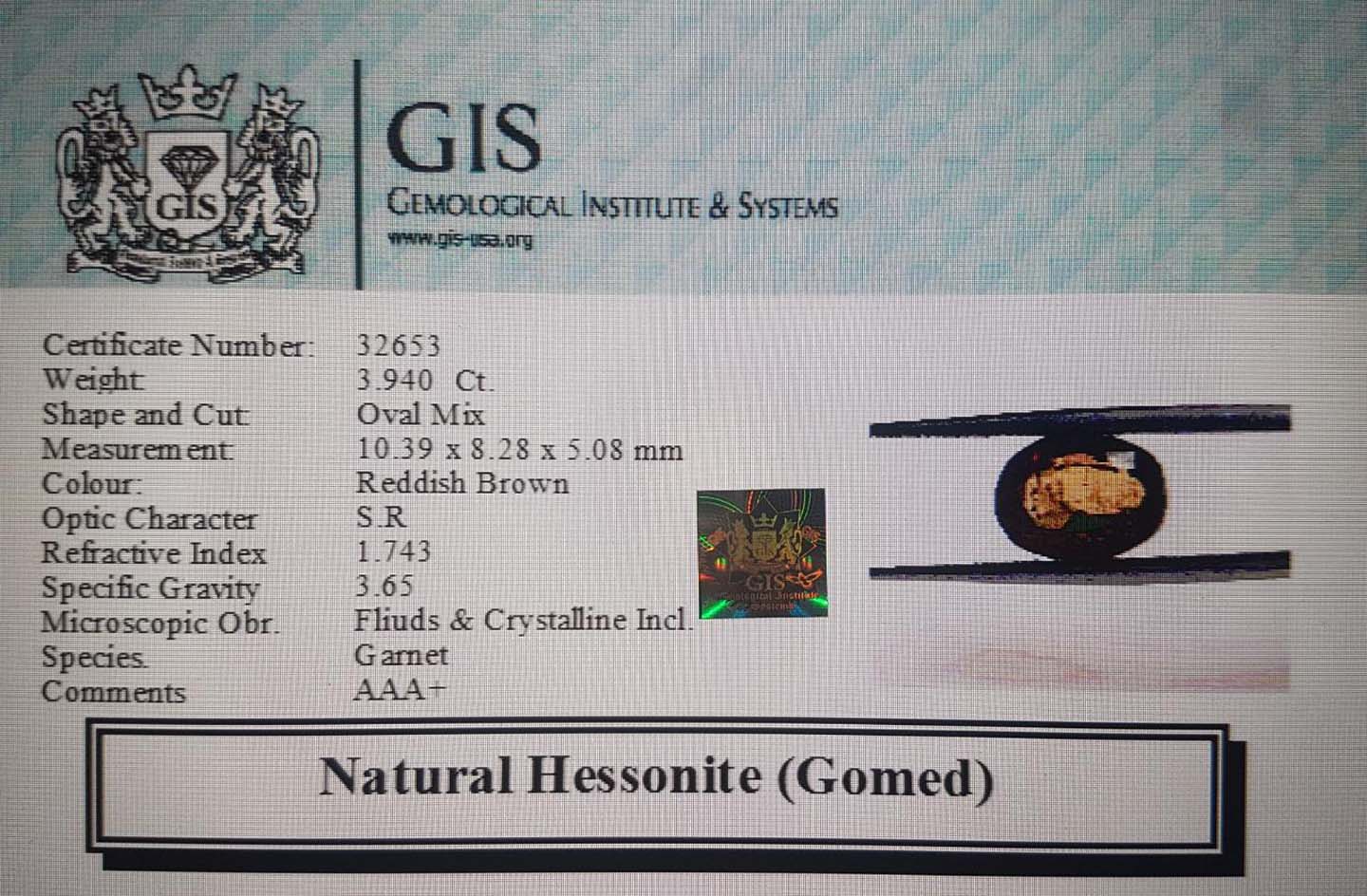 GMD4452 4 Hessonite (Gomed) 3.94 Ct.