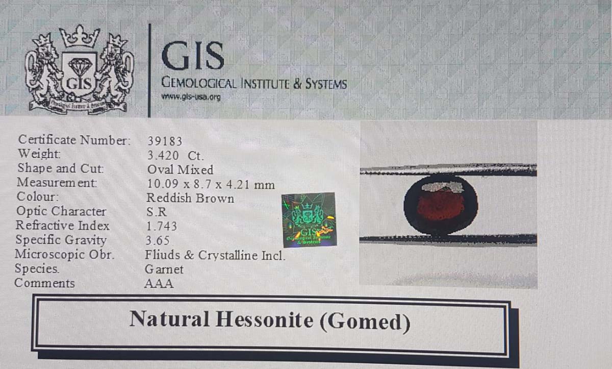 GMD4510 4 Hessonite (Gomed) 3.42 Ct.
