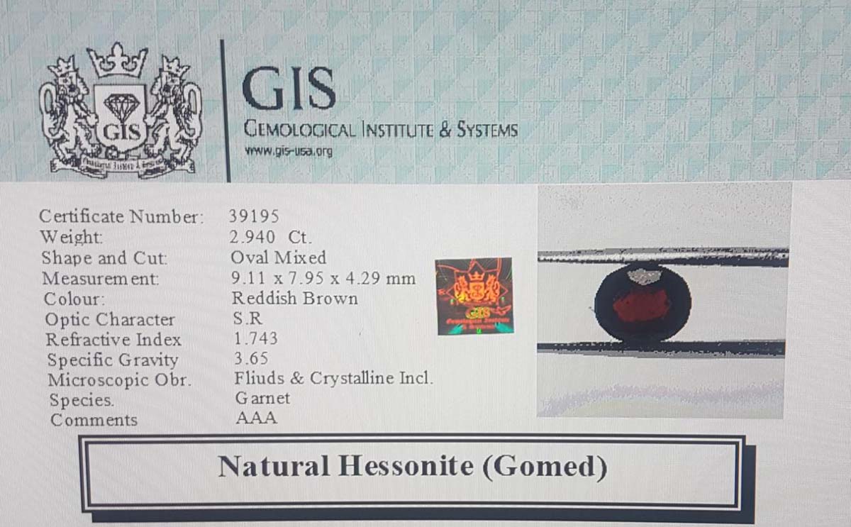 GMD4522 4 Hessonite (Gomed) 2.94 Ct.