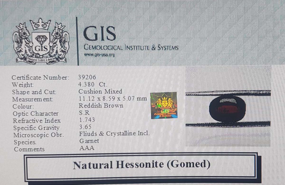 GMD4533 4 Hessonite (Gomed) 4.38 Ct.