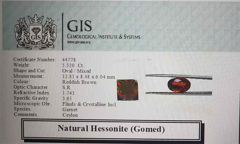 Hessonite Gomed 5.32 Ct.