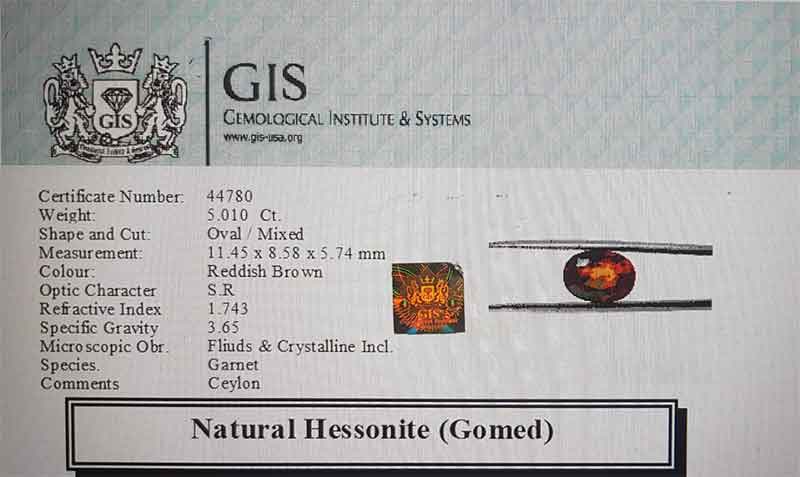 Hessonite Gomed 5.01 Ct.