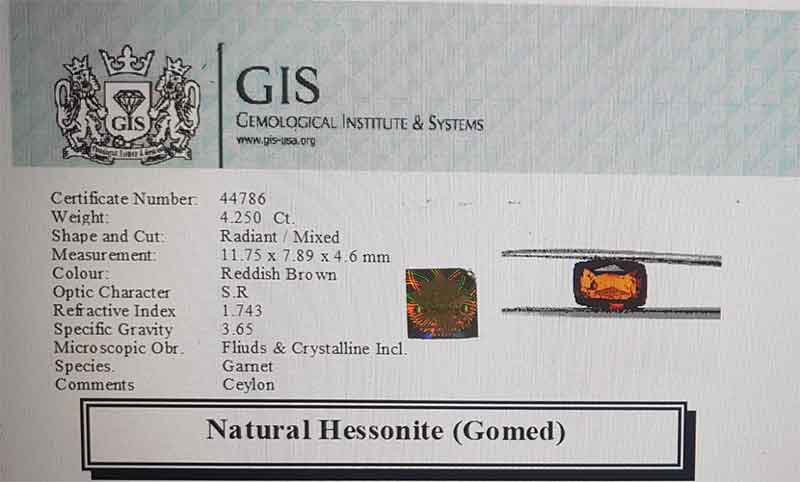Hessonite Gomed 4.25 Ct.