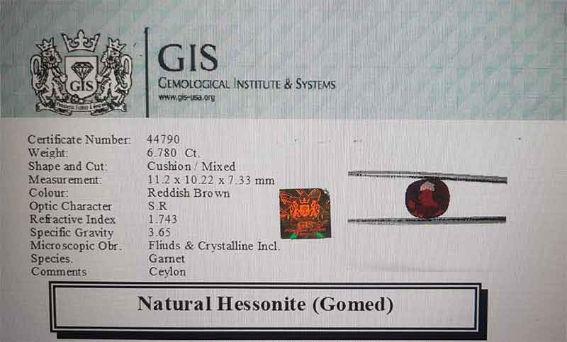 Hessonite Gomed 6.78 Ct.