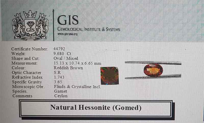 Hessonite Gomed 9.68 Ct.