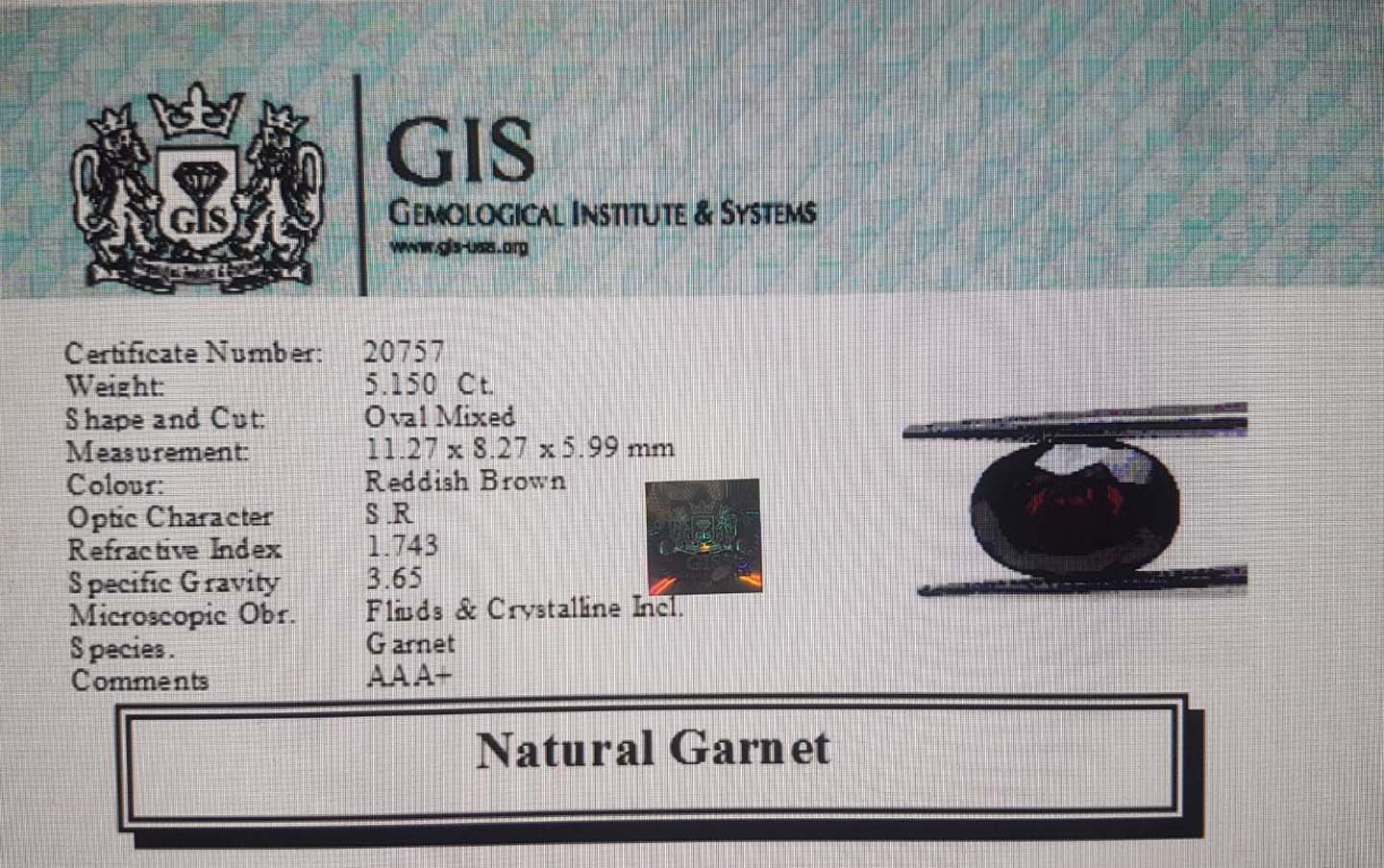 GRN83 4 Garnet 5.15 Ct.