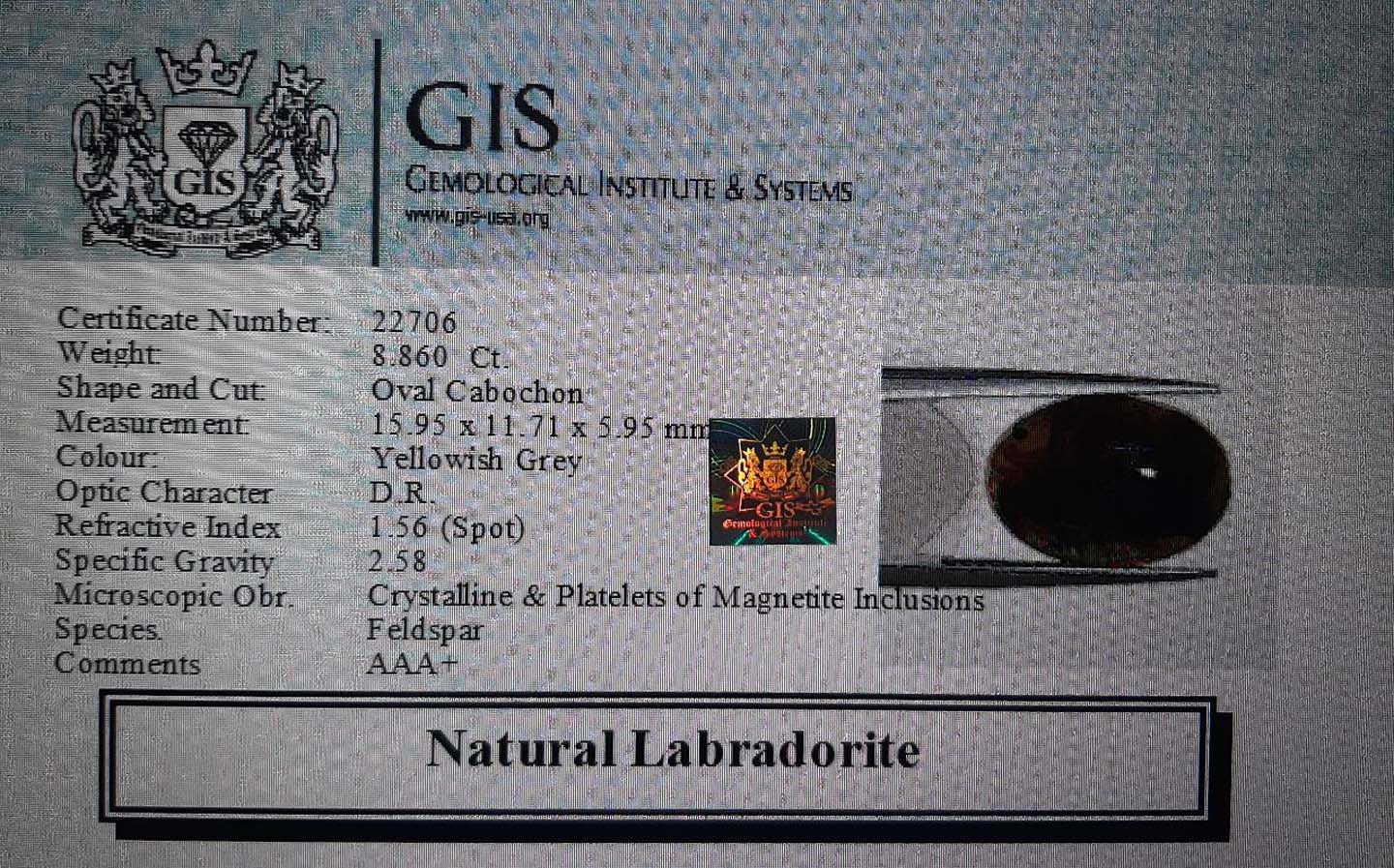 Labradorite 8.86 Ct. 5 LAB128 4 Labradorite 8.86 Ct.