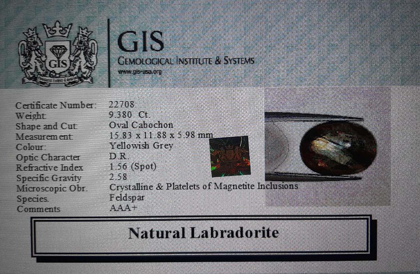 Labradorite 9.38 Ct. 5 LAB130 4 Labradorite 9.38 Ct.