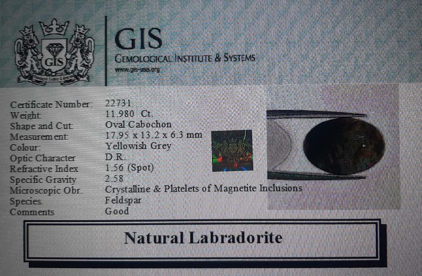 Labradorite 11.98 Ct. 5 LAB153 4 Labradorite 11.98 Ct.