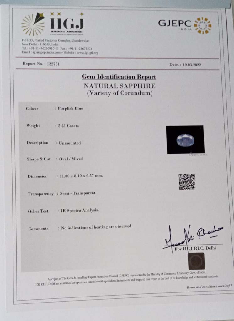 NSP728 4 Sapphire 5.41 Ct.