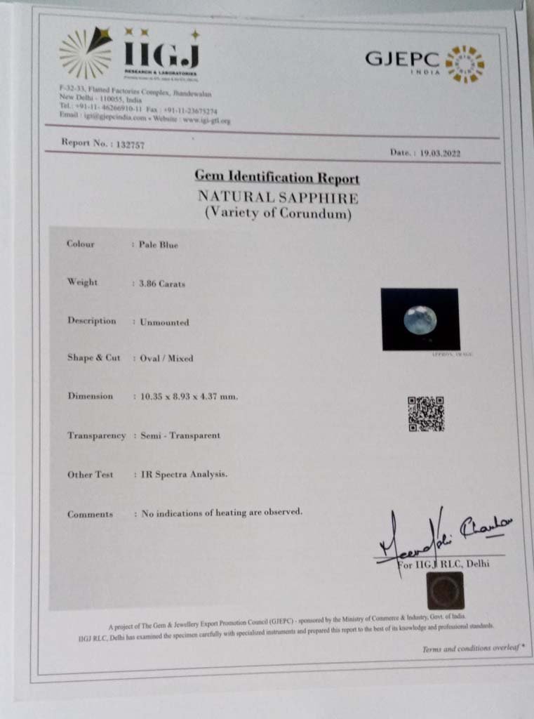 NSP730 4 Sapphire 3.86 Ct.