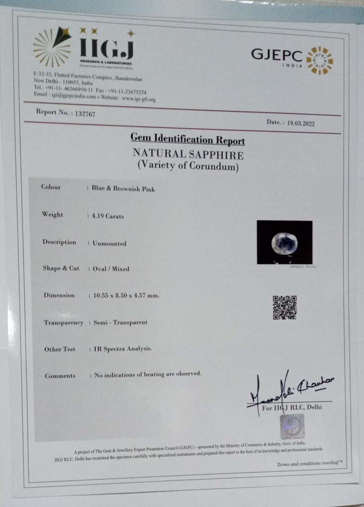 Sapphire 4.19 Ct. 5 NSP738 4 Sapphire 4.19 Ct.