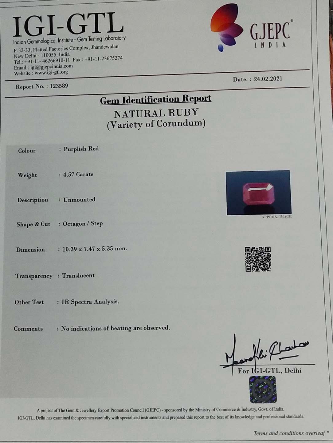 RUB4613 4 Ruby 4.57 Ct.