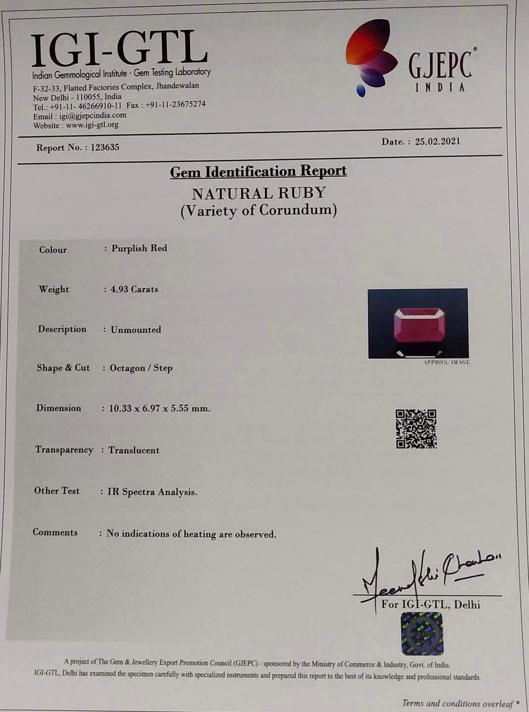 RUB4659 4 Ruby 4.93 Ct.
