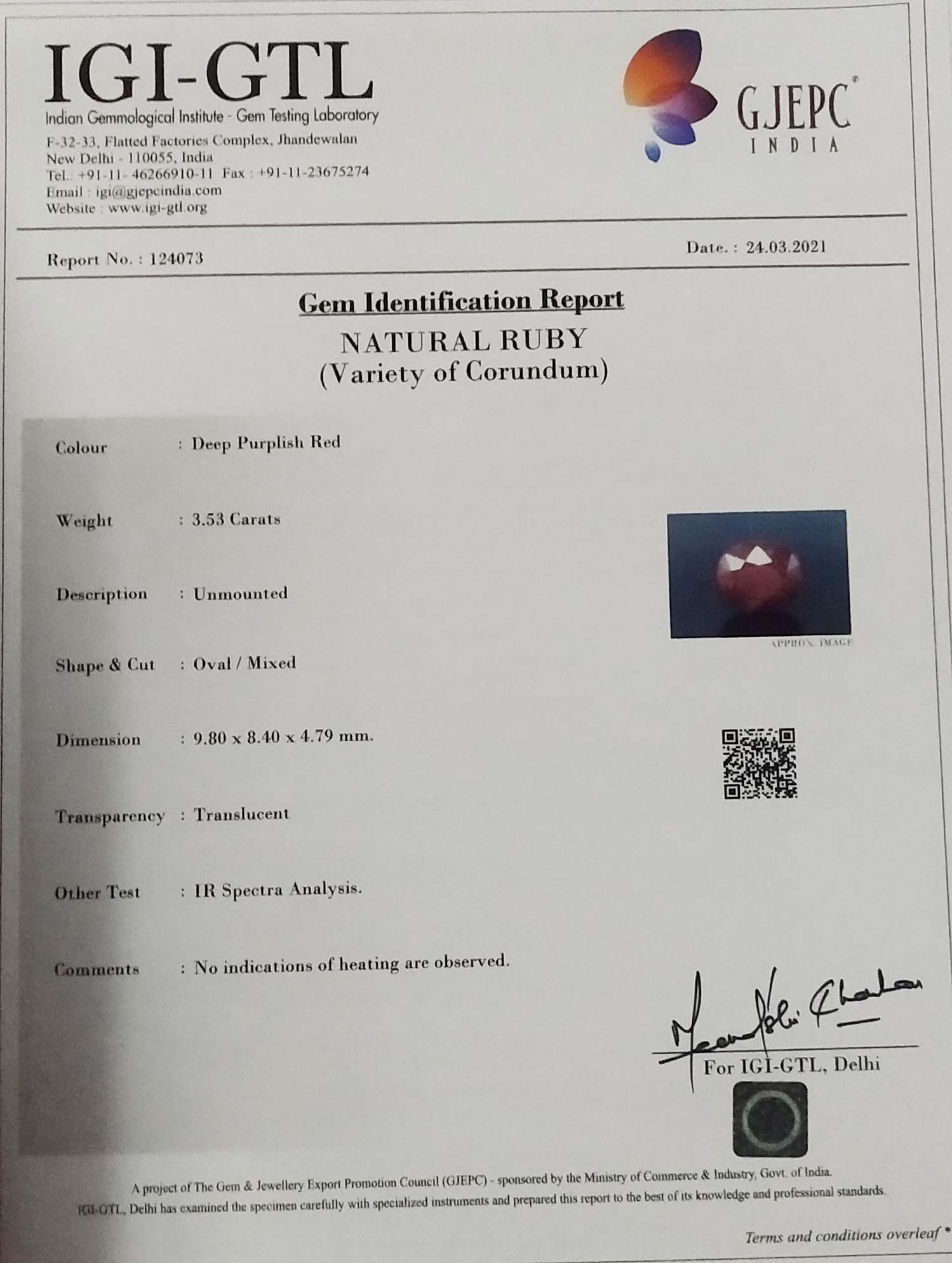 RUB4695 4 Ruby 3.53 Ct.