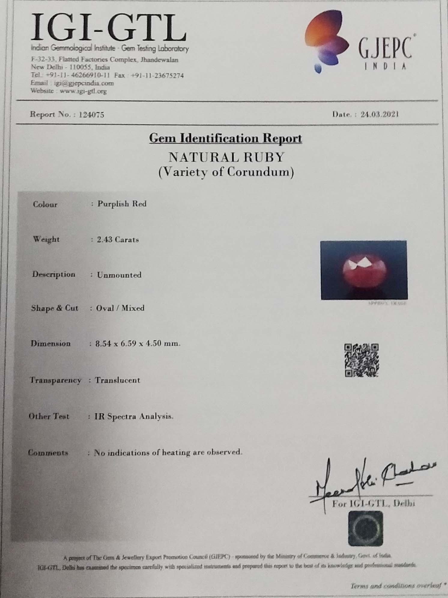 RUB4697 4 Ruby 2.43 Ct.