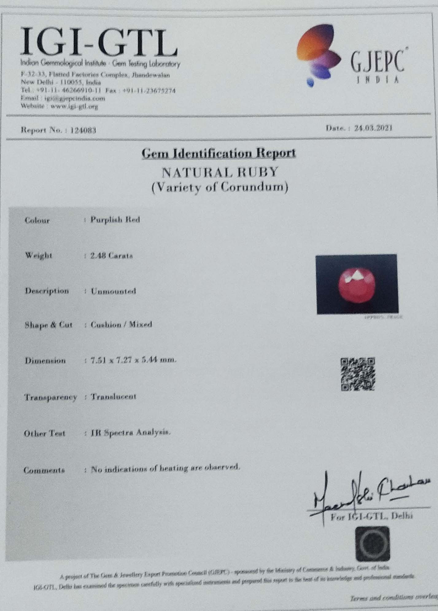 RUB4705 4 Ruby 2.48 Ct.