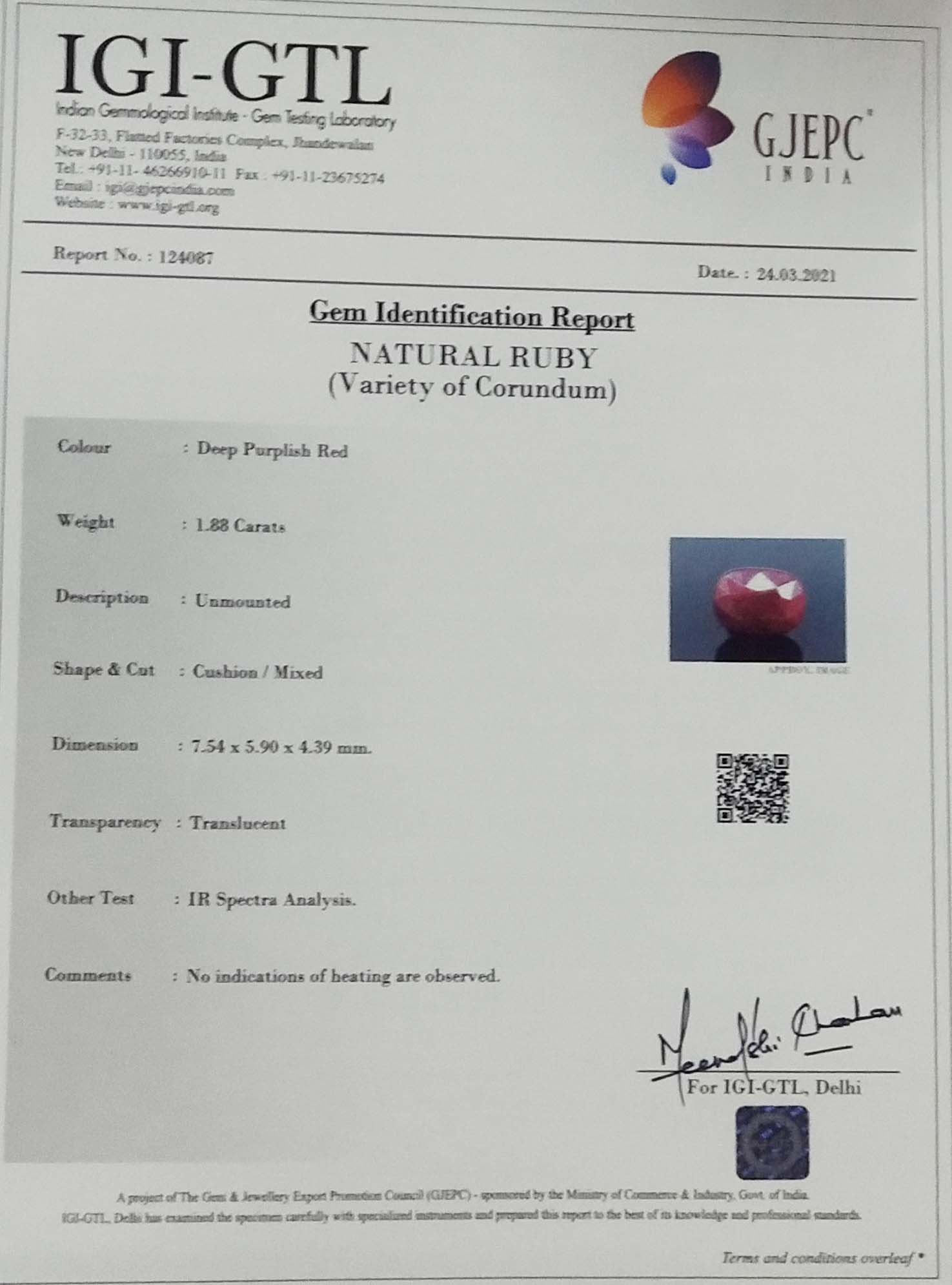 RUB4708 4 Ruby 1.88 Ct.