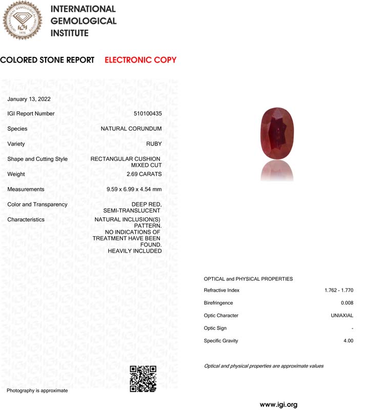 RUB4816 4 Ruby 2.69 Ct.