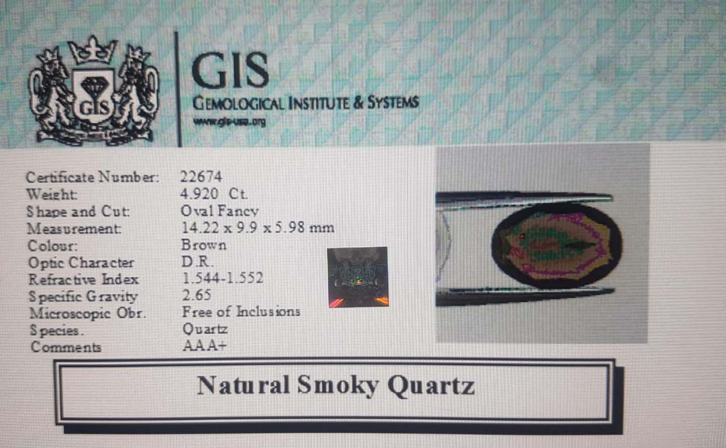 Smoky Quartz 4.25 Ct.