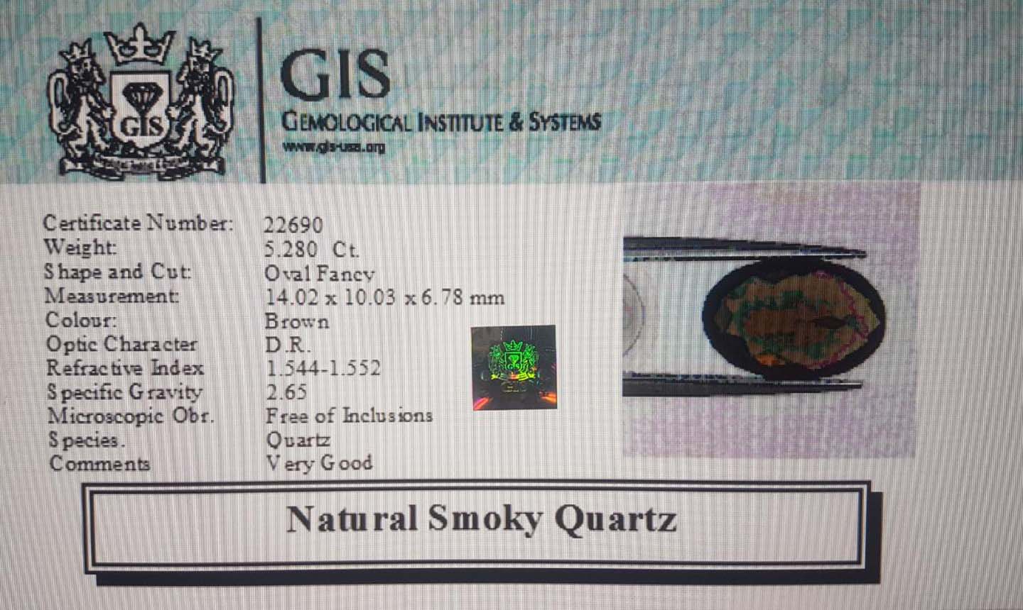 Smoky Quartz 5.28 Ct.