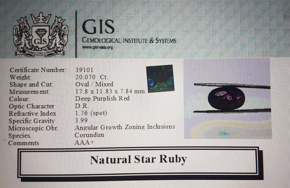 STR52 4 Star Ruby 20.07 Ct.