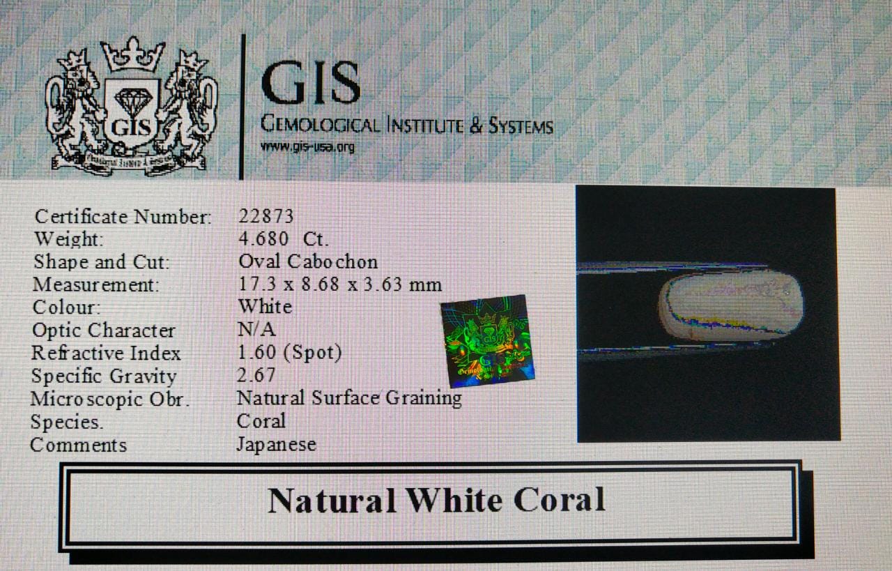 WC196 4 White Coral 4.68 Ct.