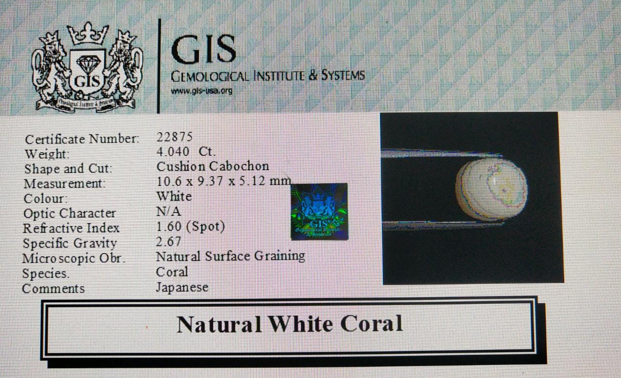 White Coral 4.04 Ct. 5 WC198 4 White Coral 4.04 Ct.