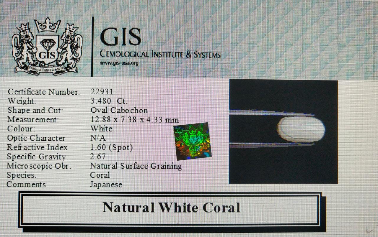 White Coral 3.48 Ct. 5 WC254 4 White Coral 3.48 Ct.
