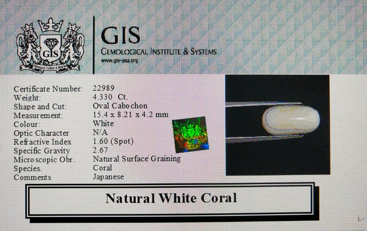 WC312 4 White Coral 4.33 Ct.