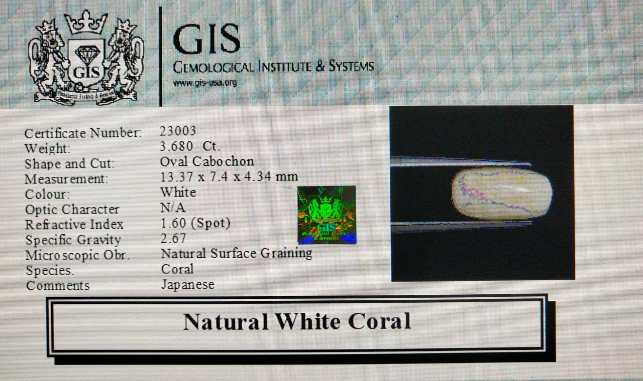 WC326 4 White Coral 3.68 Ct.