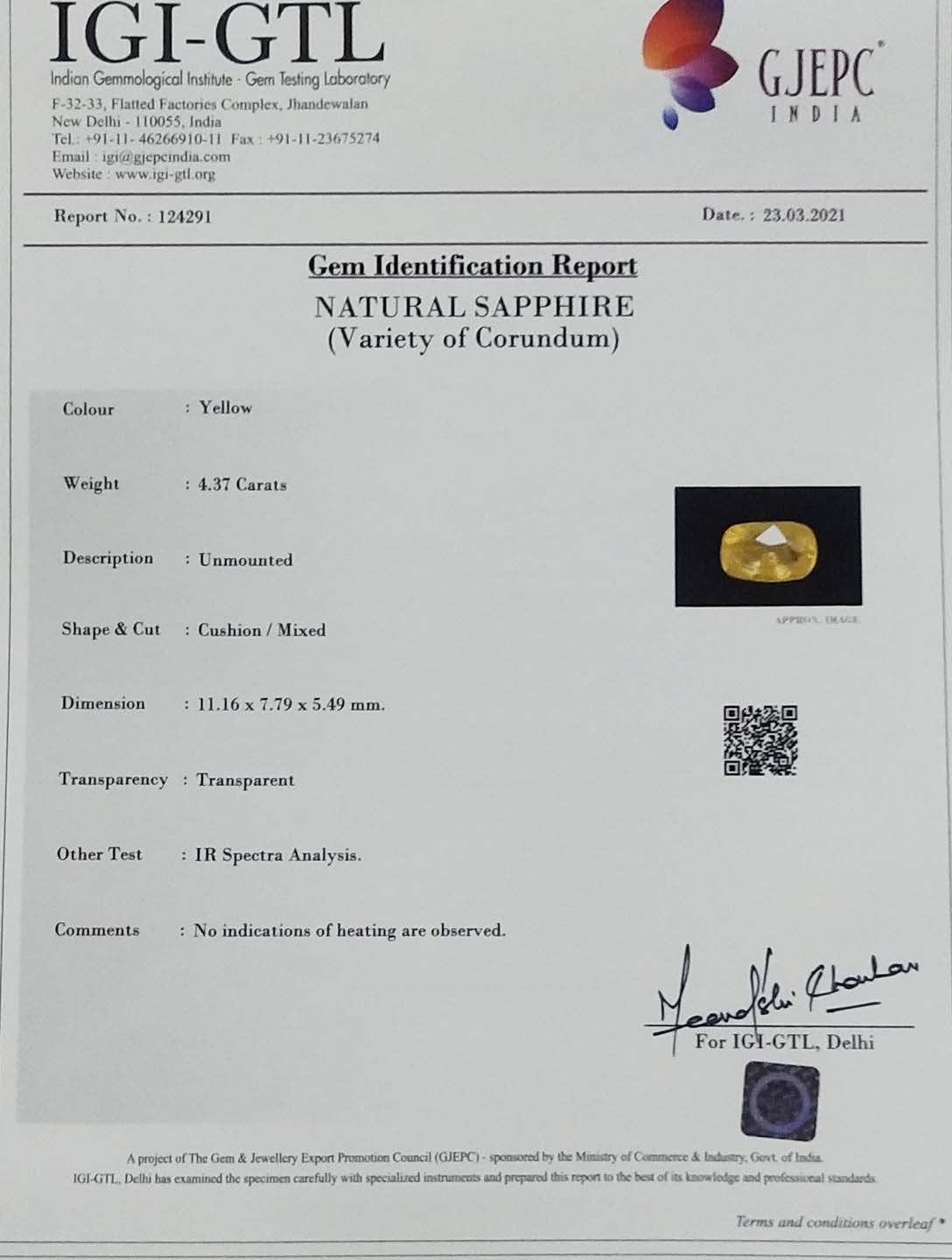 YSP8027 4 Yellow Sapphire 4.37 Ct.