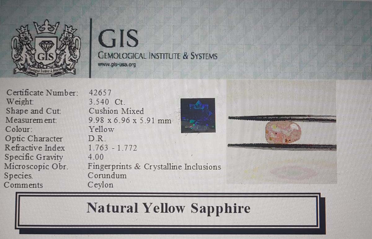 Yellow Sapphire 3.54 Ct.