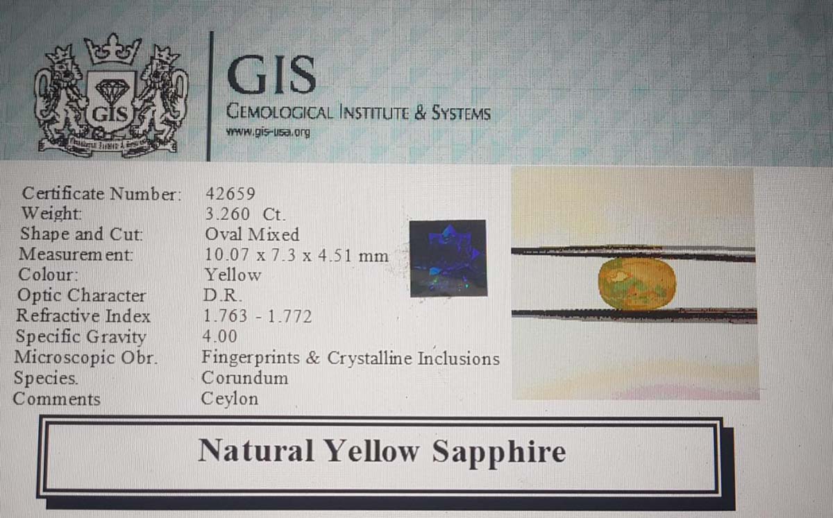 Yellow Sapphire 3.26 Ct.
