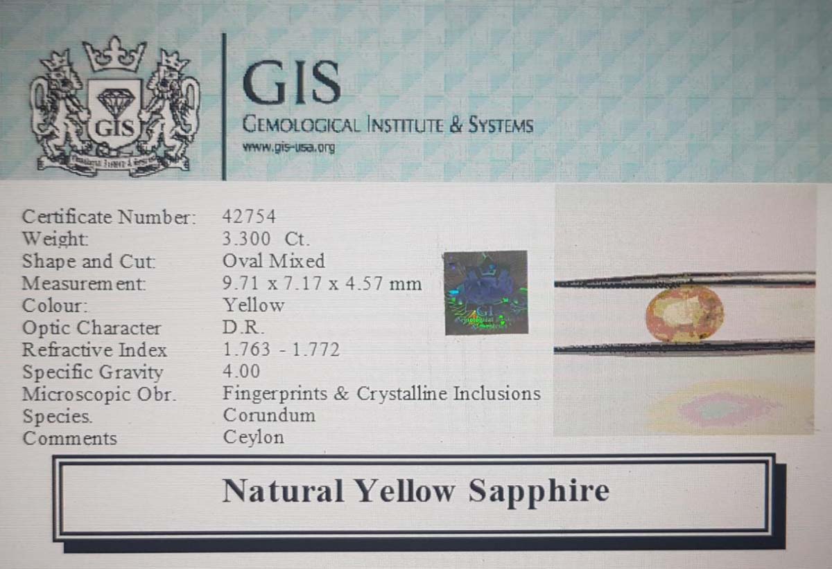 Yellow Sapphire 3.3 Ct.
