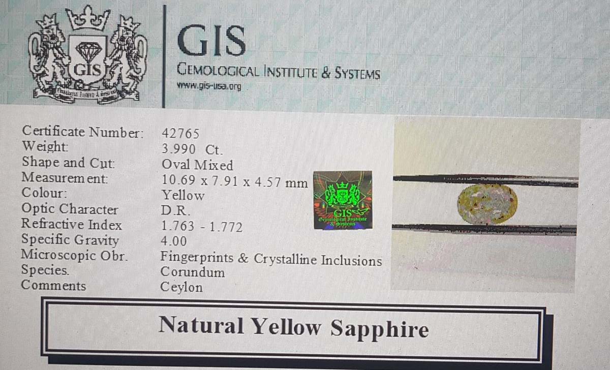 Yellow Sapphire 3.99 Ct.