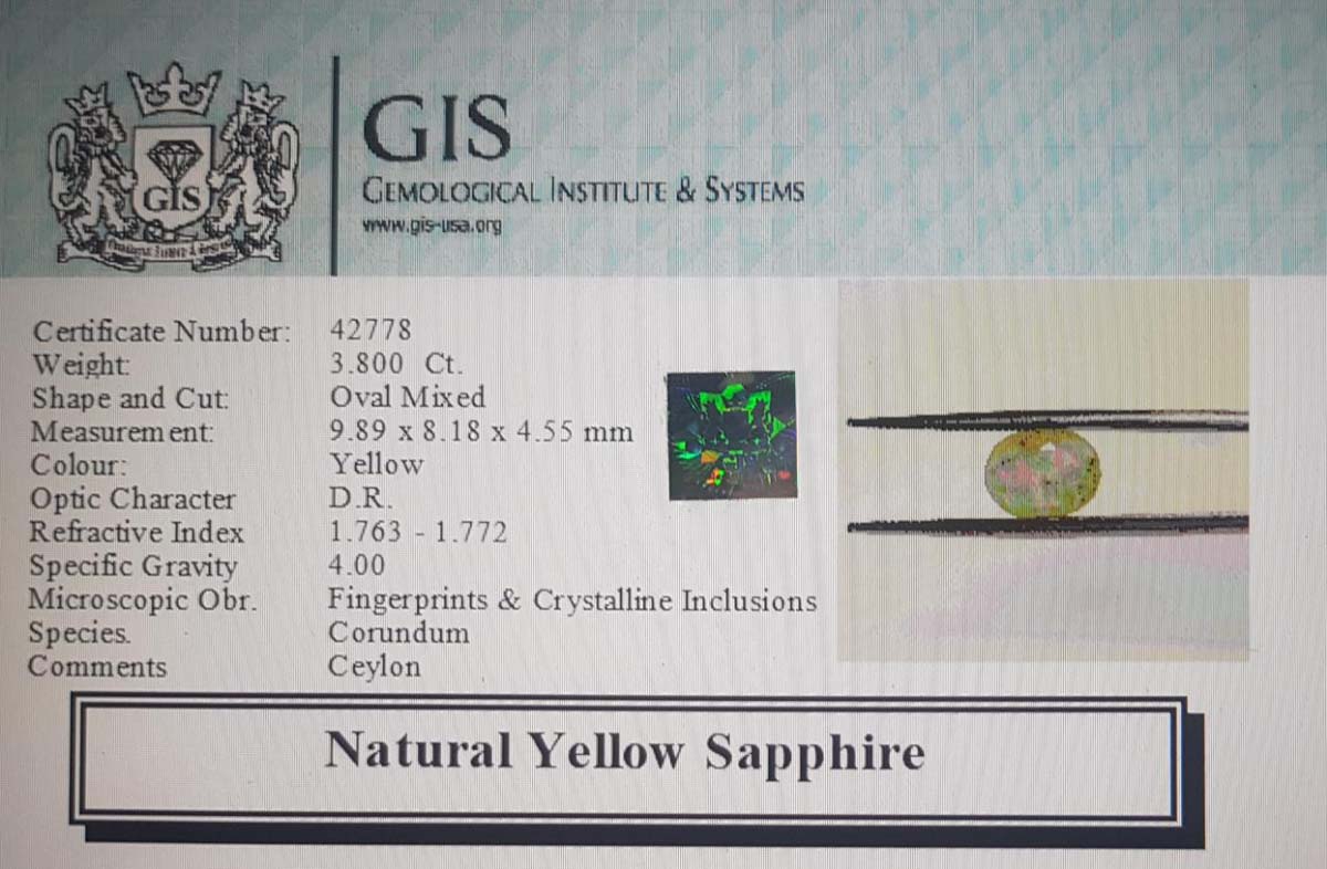 Yellow Sapphire 3.8 Ct.